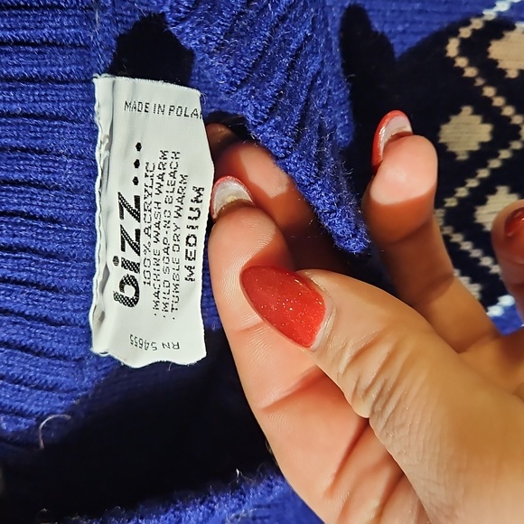 Men's Blue Patterned Sweater - Picture 4 of 5